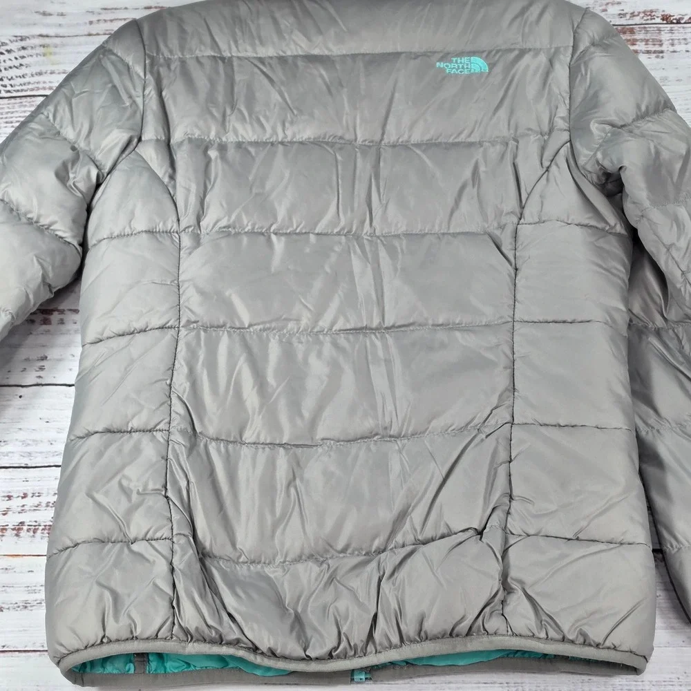 The North Face Silver Gray Down Jacket Girls XL 18 Excellent Aconcagua Puffer